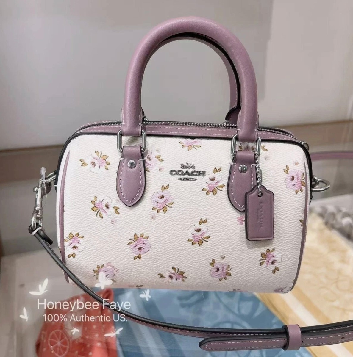 NWT Coach Mini Rowan Crossbody Bag In Signature With Cherry Print