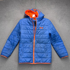 Under Armour Jacket Boys Medium Blue Orange Softshell Coldgear Full Zip FLAWS