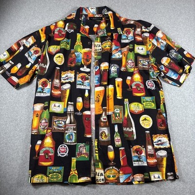 Cactus Black Label Beer Short Sleeve Button Up Men s Large Brewery Hawaiian 