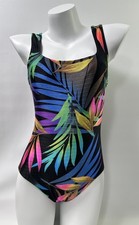 Vintage Longitude Swimsuit Womens 8 Tropical Neon One Piece Beach