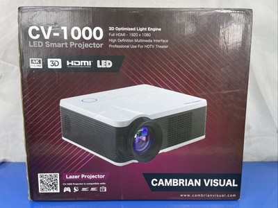 Cambrian Visual CV-1000 4K 3D HD LED Smart Home Theater Projector HDMI