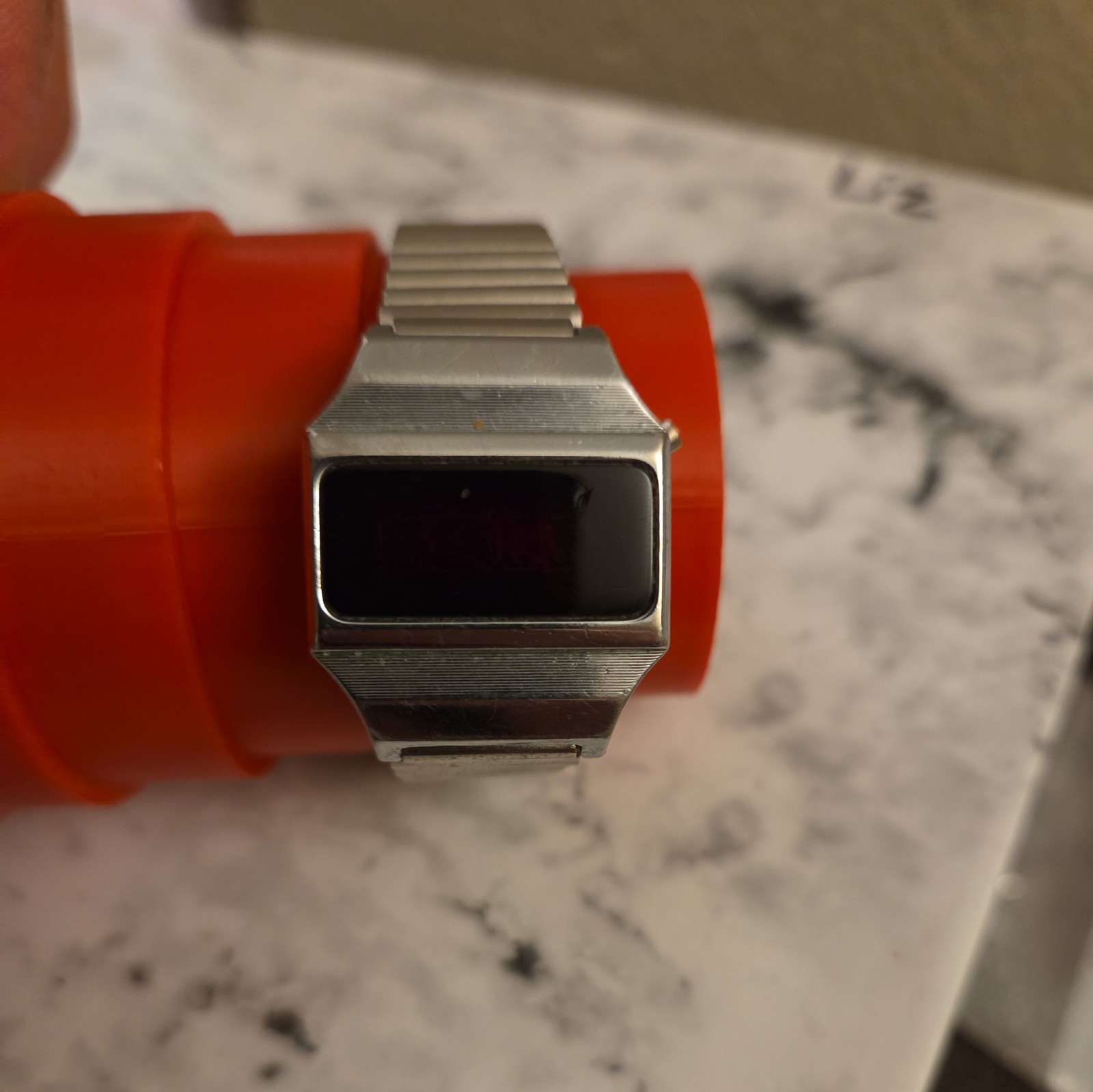 Rare Working Ladies Timex SSQ Red LED Chrome Digital Watch 1970's testing works