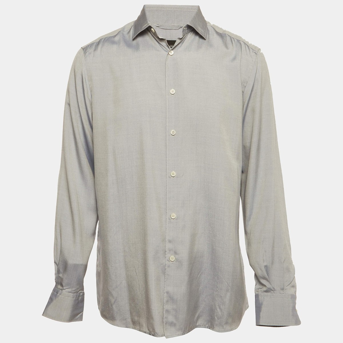 Ermenegildo Zegna Blue Silk Long Sleeve Shirt L | eBay