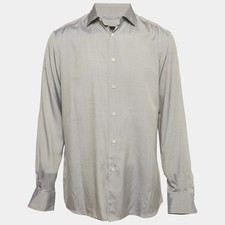 Ermenegildo Zegna Blue Silk Long Sleeve Shirt L