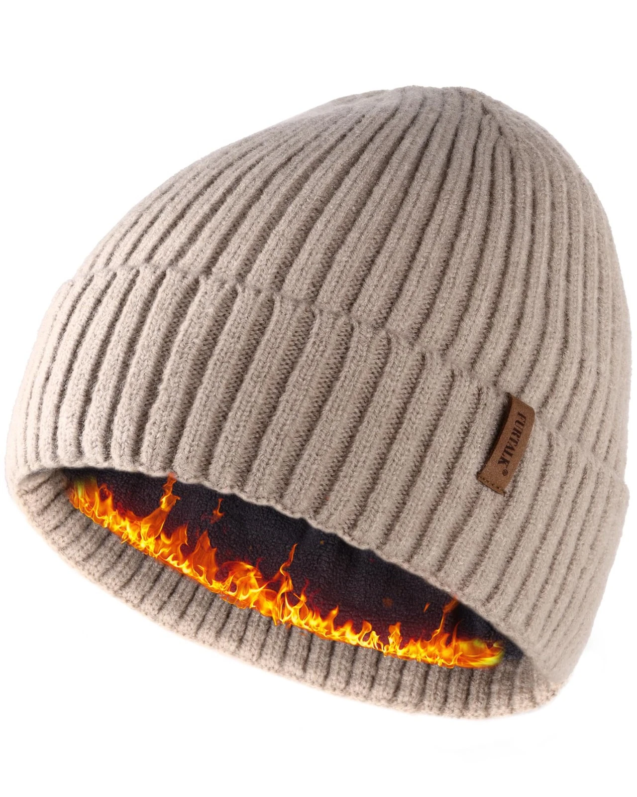 Double Layer Winter Beanie Hat Men Women Thick Cuffed Warm Ski Cap Unisex