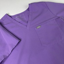 Figs Technical Collection Women Large Scrub Top Catarina V Neck Pocket Lavender
