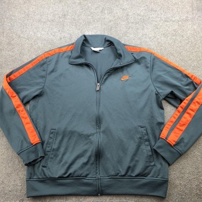 Nike Jacket Mens 2XL Green Orange Stripe Full Zip Track Warm Up