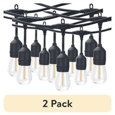 2 pack, 24-Foot Outdoor Commercial String Lights, 12 Shatterproof LED Bulbs