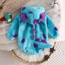 Baby Winter Jumpsuit Animal Horn Hooded Romper Warm Fleece Toddler Costume 6M-5Y