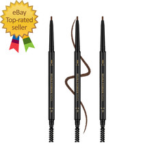 3Pcs Waterproof Eyebrow Pencil Dark Brown, Premium Eye Brow Pencil Brn with Spoo