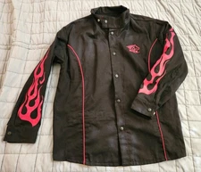 BSX Revco Black Stallion Welding Jacket FR Black with Red Flames Mens Size Large