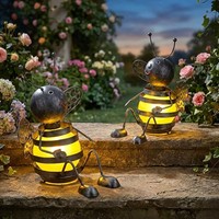 AußEnleuchte Solarlampe Gartendeko Schwarz Gelb Biene Led Dekoleuchte 2Er Set