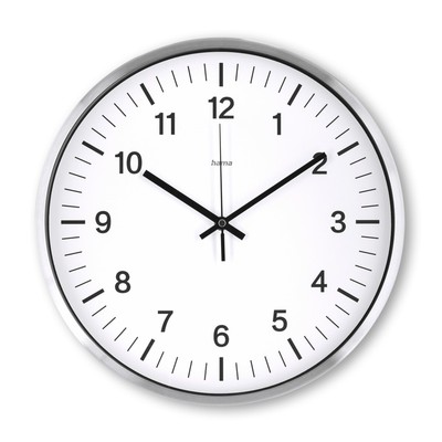 Hama Funkwanduhr Wanduhr Funkuhr DCF Wand Uhr 35 cm Silber modern große Ziffern