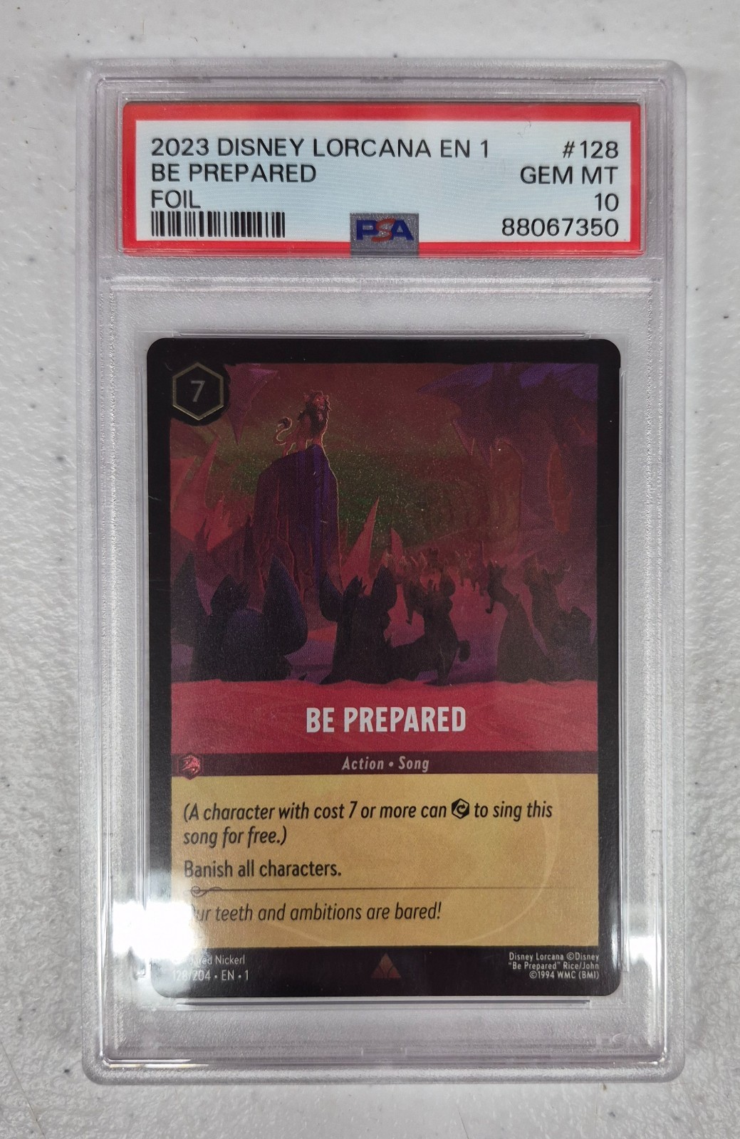Lorcana Be Prepared-#128 Cold Foil-PSA 10 #88067350