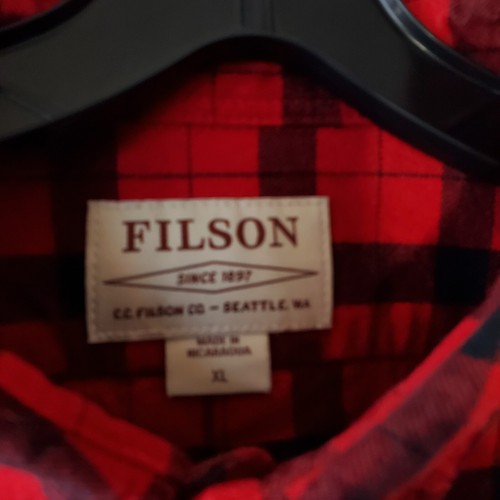 CC Filson Shirt Men's XL Red Plaid Heavy Duty Flannel Button Down - 第 6/12 張圖片