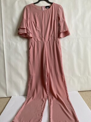 Amy Byer Dresses Jumpsuits Crew neck Ruffle short Sleeve blush pink size L read