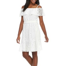 JESSICA HOWARD 12 White Ruffle Lace Dress NWT 86