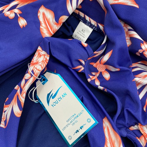 Youdian size XL One Piece Padded Swimsuit Blue Orange Floral New - Picture 3 of 3