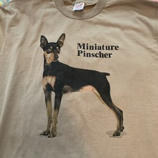 jerzees t shirt vintage Made In USA Minituare pinscher tan color size large