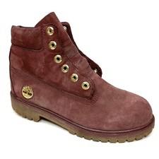 Timberland Classic 6 Inch Burgundy Nubuck Waterproof Lace Up Boots Girls Sz 5.5