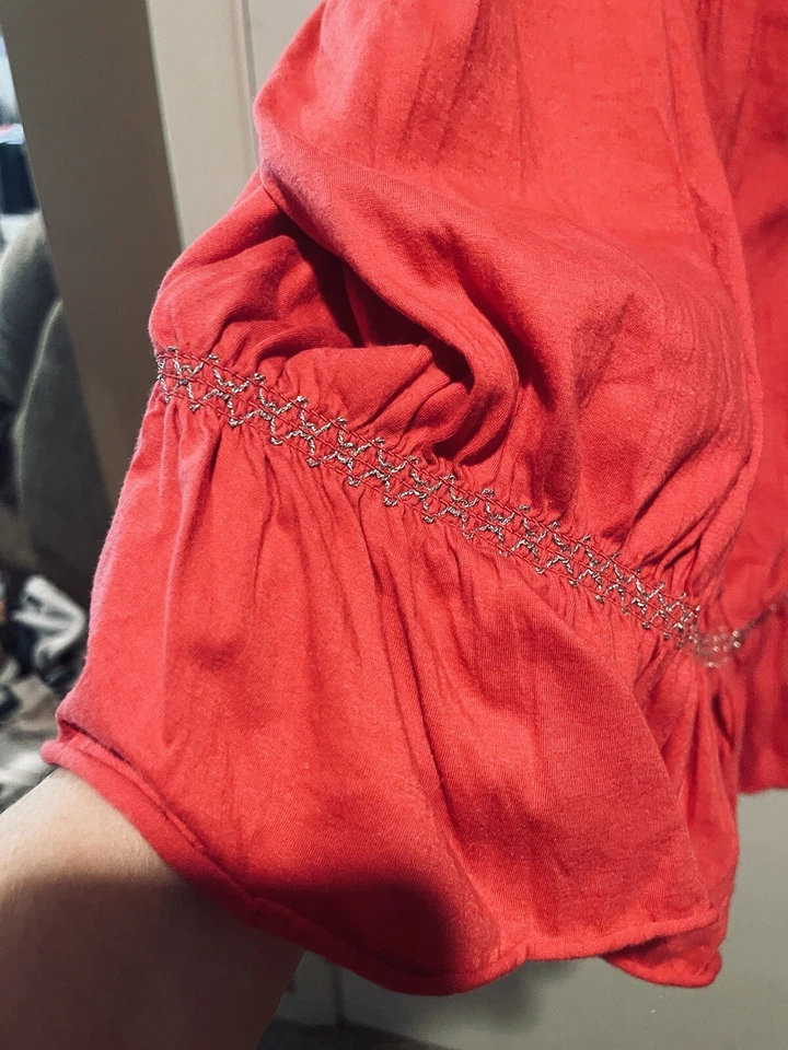 DKNY Jeans Y2K Pink Babydoll Embroidered Style Bubble Tank Top Sz XL - Изображение 3 из 4