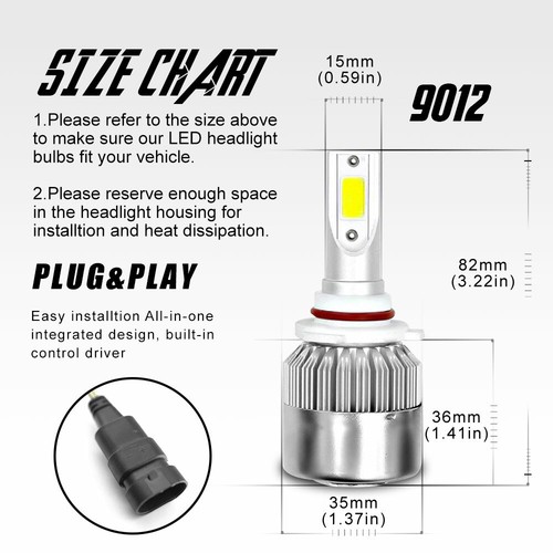 Ice Blue LED Headlight Bulbs Hi/Lo Beam Kit 9012 8000K For 2013-2019 Ford Taurus - Foto 2 di 8