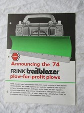 Folleto de hoja de especificaciones de eliminación de quitanieves Frink Trailblazer 1974