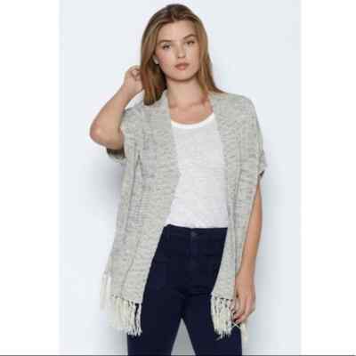 Joie Sona Linen Blend Fringe Hem Open Cardigan