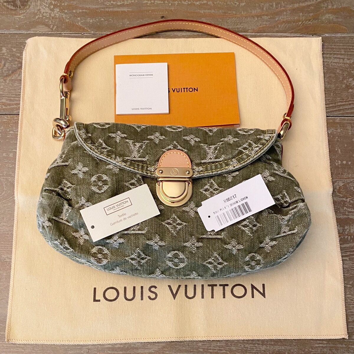 LOUIS VUITTON Mini Pleaty Monogram Denim Green Bag Shoulder Bag WOW Rate 10