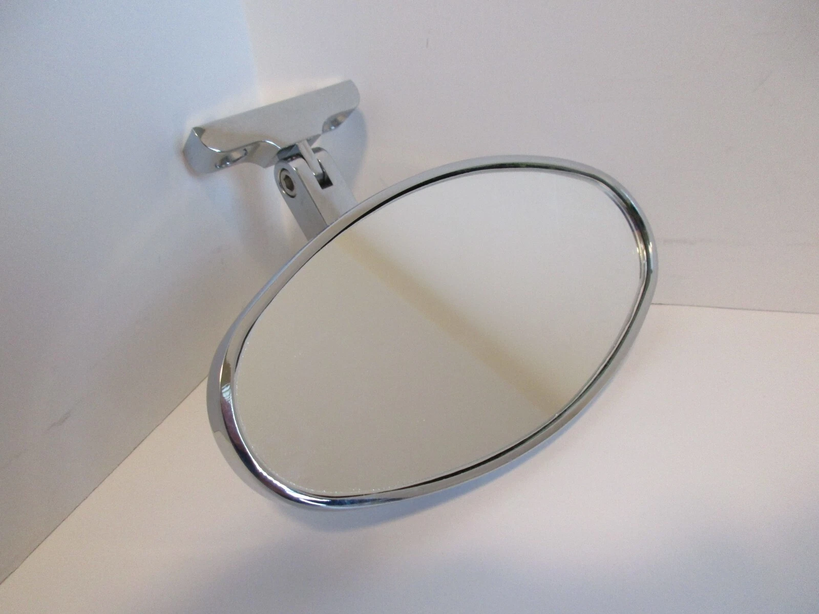 CHROME REAR VIEW MIRROR OVAL BOLT ON UNIVERSAL CUSTOM CLASSIC HOT ROD #6616
