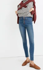 MADEWELL 10" High Rise Skinny Jeans Button Fly Blue Medium Wash Size 27