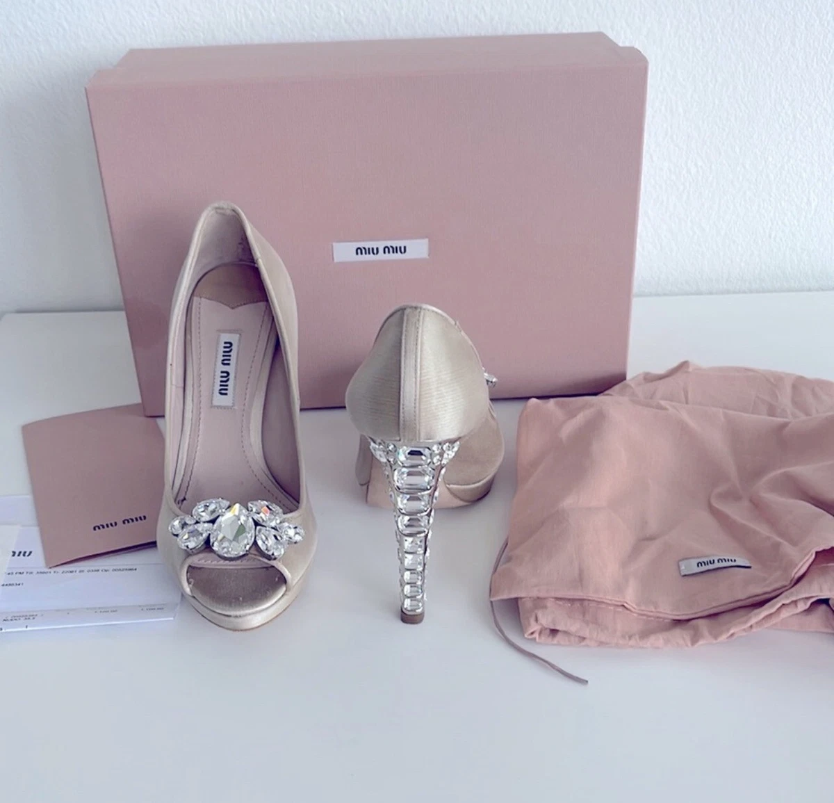 miu miu satin embellished shoes 35 35.5