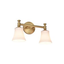 Gold Bathroom Vanity Light Fixtures, Traditional Aged Brass 2 Lights Wall Sco...
