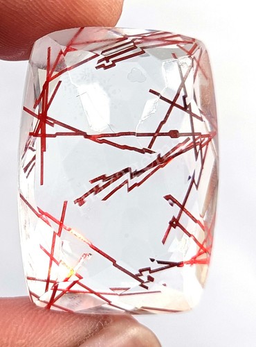 120.00CT Cushion Cut Red Rutilated Quartz Certified Transparent Loose Gems 5NV - Picture 7 of 8