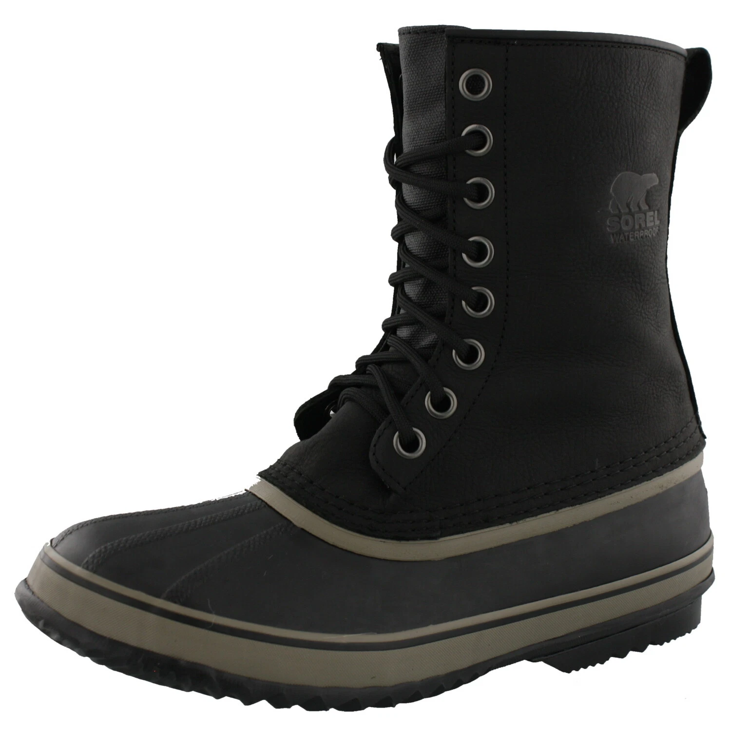SOREL MEN'S 1964 PREMIUM T WATERPROOF LEATHER BOOTS COLOR BLACK/NOIR
