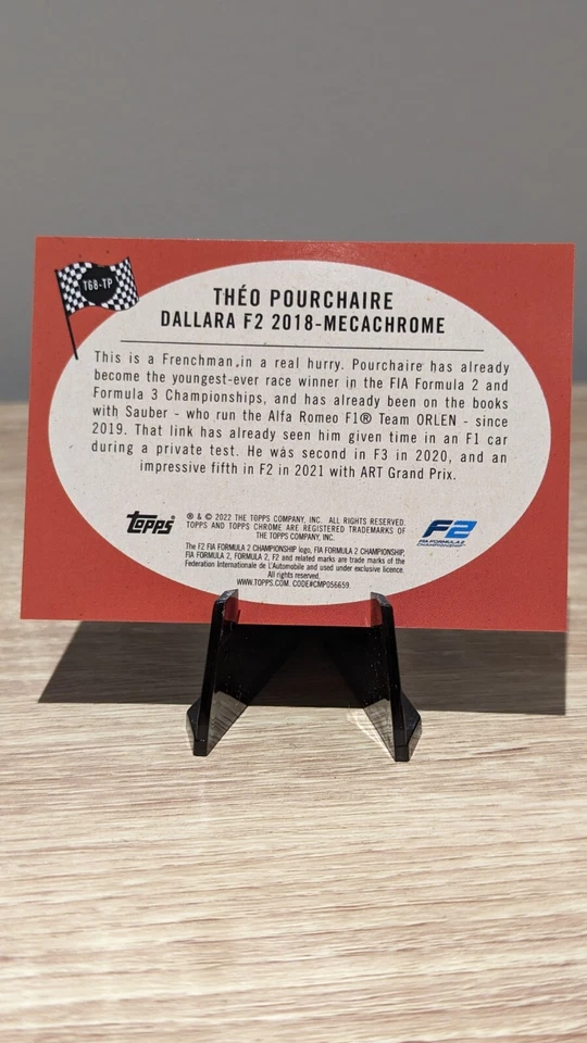 2022 Chrome Formula 1 F1 THEO POURCHAIRE F2 #T68-TP RACER SILVER REFRACTOR - Image 2 of 2