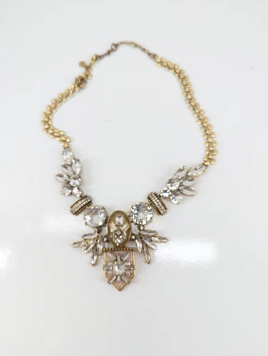 J. Crew Gold Tone Rhinestones & Crystals Cabochons Statement Necklace NWOT