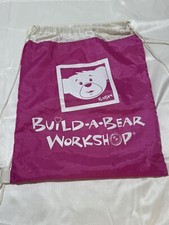 Build a Bear Pink Drawstring Cinch Sack Sac Backpack Bag 13" X 17" BAB BABW