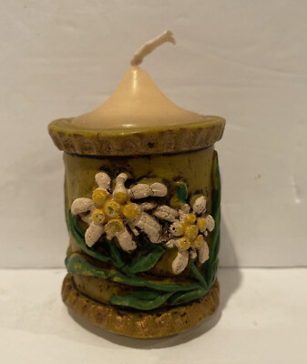 Candle West Germany 2  Tall Candle Floral Design Never Used