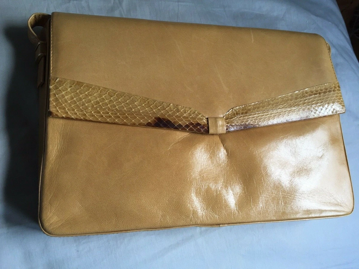 BRUNO MAGLI CLUTCH SHOULDER BAG GENUINE BUTTER SOFT BEIGE LEATHER