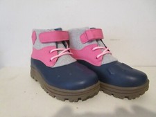 Carters Toddler Girls Winter Snow Rain Navy Pink Hook Loop Duck Boot Size 10