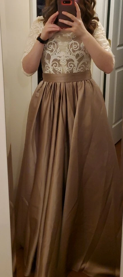 JJ's House Taupe Wedding Dress Size 2 - Image 2 of 4