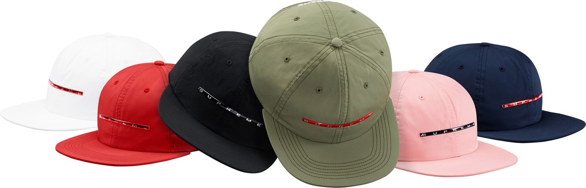 Supreme Chrome Stripe 6-Panel Cap Navy Black Pink Red Olive