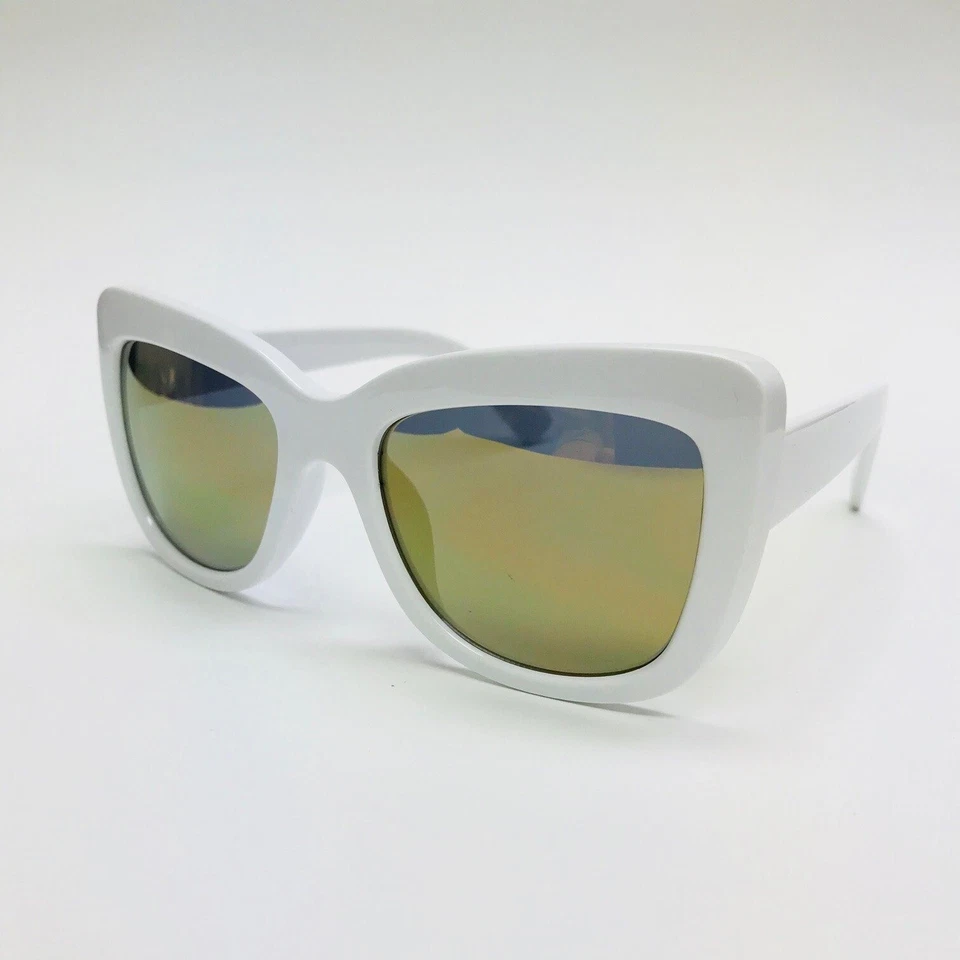 Кошачий глаз солнцезащитные очки белая оправа желтый зеркало линзы моды солнцезащитные очки Lentes новый - Изображение 2 из 2