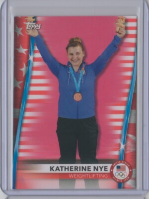 2021 Topps U.S. Olympic Team Flag #32 Katherine Nye /299 Red White Blue Flat S/H