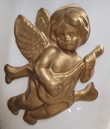 KMC Canister Set of 3 Jars w/ Lids Gold Angels Cherubs Gilded Cream Containers - Picture 10 of 20