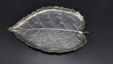 Vassoio vintage firmato fatto a mano in argento sterling a forma di foglia, 125 grammi