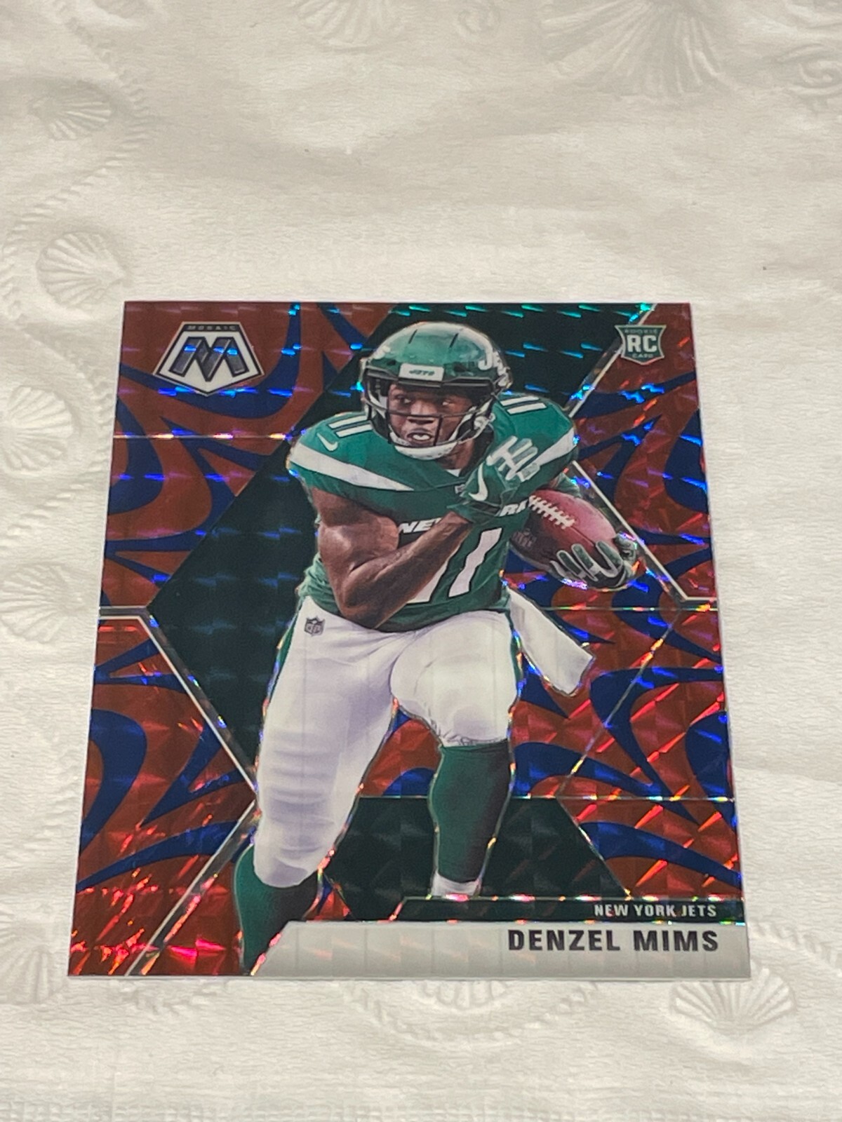 2020 Panini Mosaic Football Reactive Blue Prizm Rookie Denzel Mims #225 RC