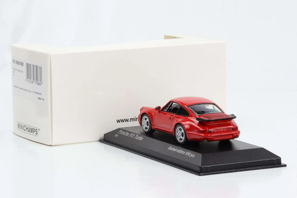 1:43 Porsche 911 964 Turbo 1990 Red Minichamps Limited - Image 4 of 4