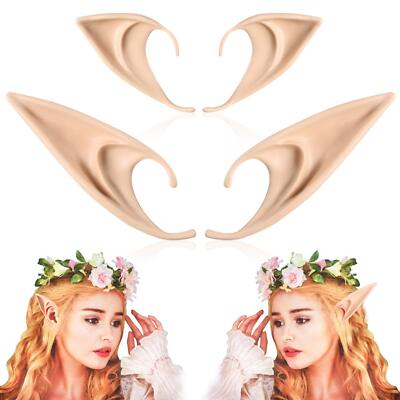 FRESHME Fairy Pixie Elf Ears - Medium and Long Style Cosplay Soft Pointed Ears